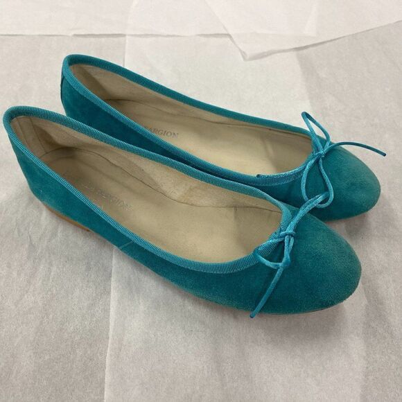 DANIELA FARGION Aqua Suede Ballerina Flats - 7 - Picture 1 of 5